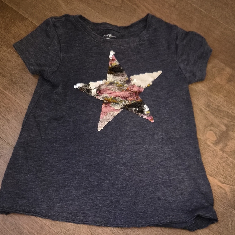10/$15  Kids' Dark Gray Star Sequin T-Shirt